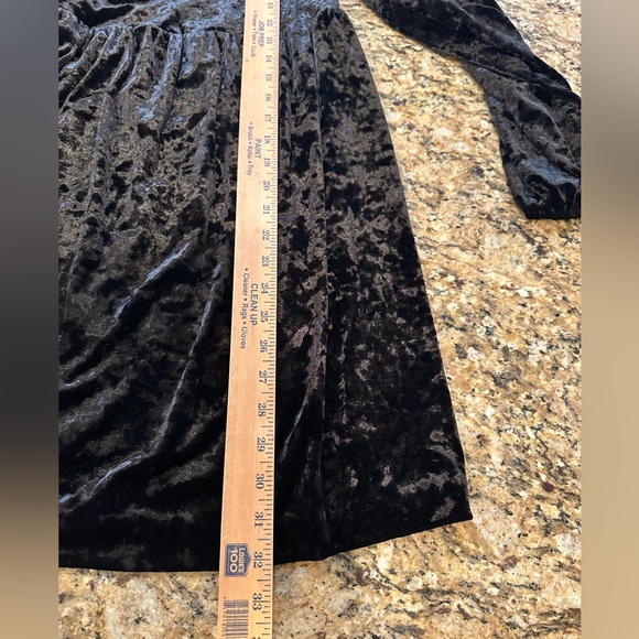 Free People Oh so Easy Black Velvet Babydoll mini Dress Long Sleeve Size Small - Picture 7 of 9